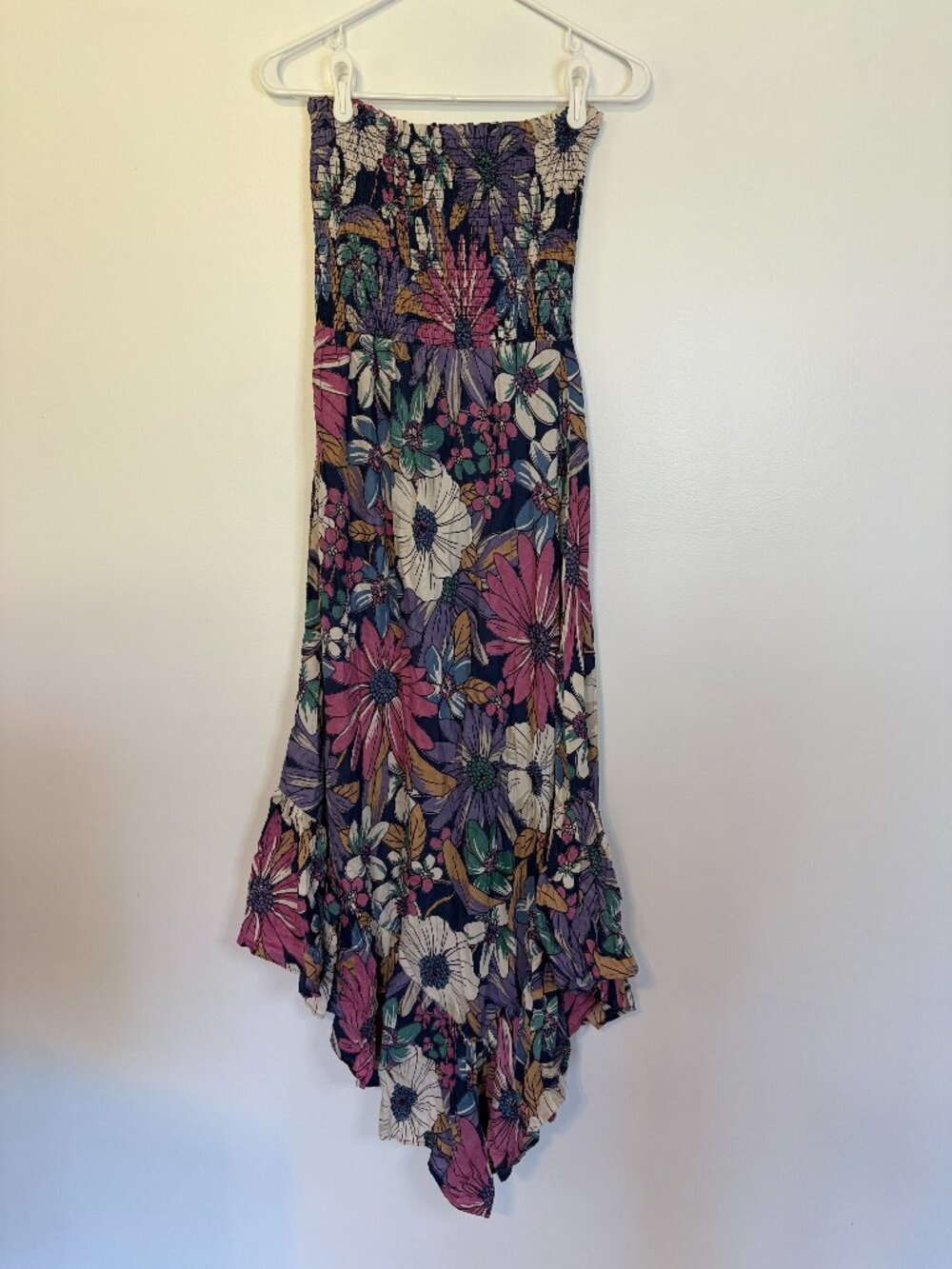 Angie Floral Boho Multicolor Strapless Dress (NWT)